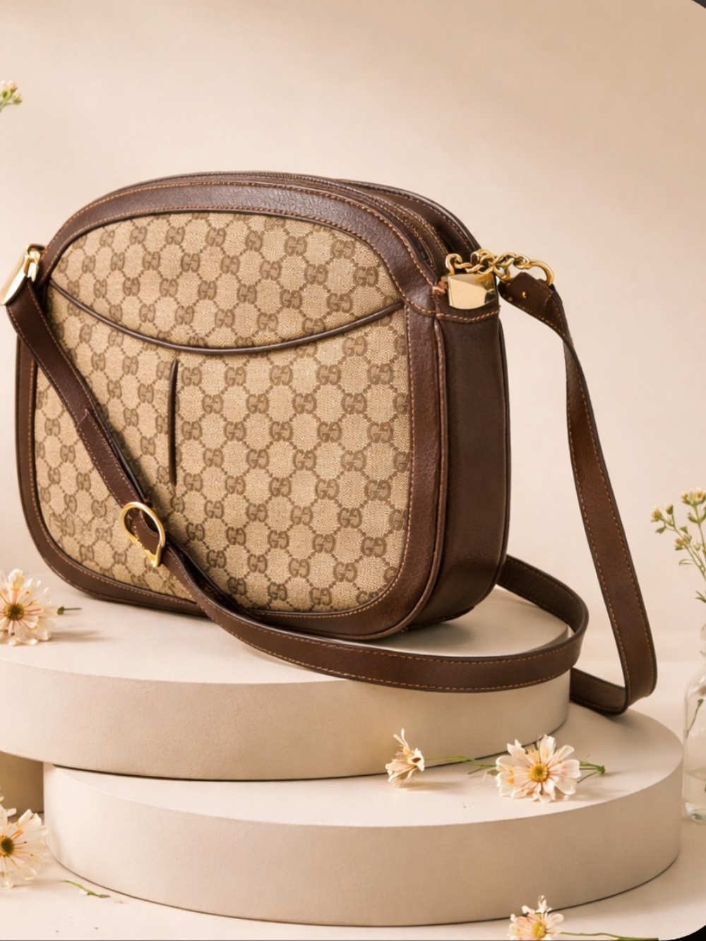 🛑❌Price Drop ❌Authentic Gucci GG Canvas Leather Crossbody/Shoulder Bag .